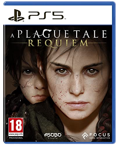 A Plague Tale: Requiem PS5 game cover featuring protagonists' intense expressions.