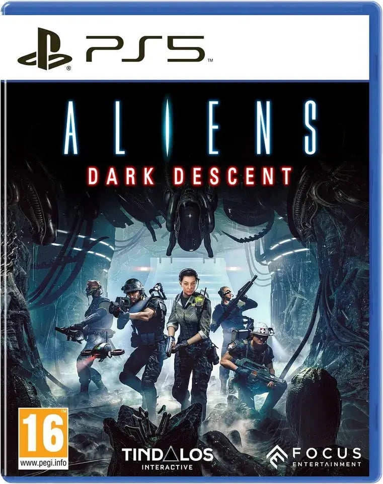 Aliens Dark Descent PS5 game cover featuring a squad of Colonial Marines.