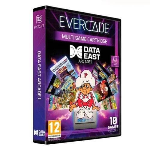 Evercade Data East Arcade Cartridge 1 with retro games collection box.