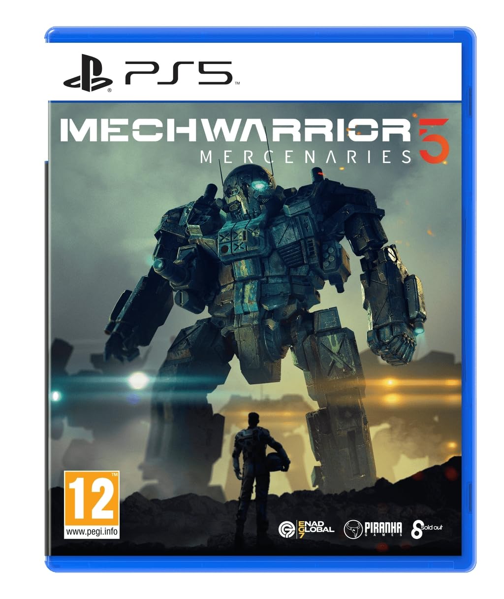 MechWarrior 5: Mercenaries PS5 game cover featuring a giant BattleMech.