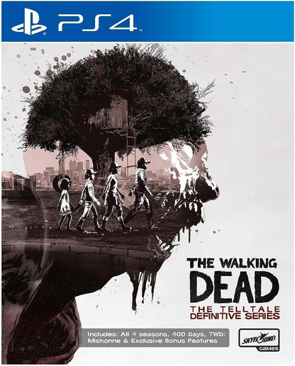 The Walking Dead: The Telltale Definitive Series PS4 cover featuring iconic zombie-themed artwork.