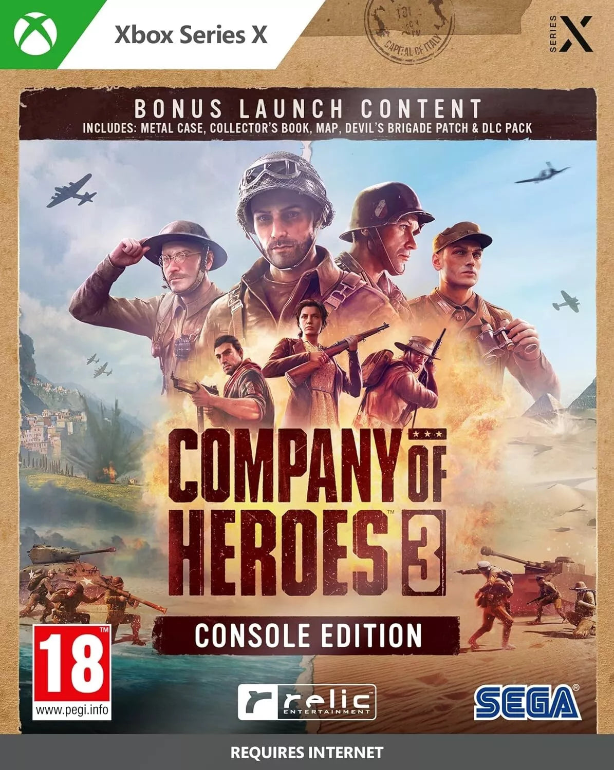 Company of Heroes 3 Launch Edition for Xbox Series X cover featuring WWII theme.