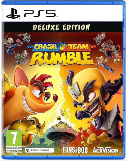 Crash Team Rumble Deluxe Edition PS5 cover art showing characters and game branding.