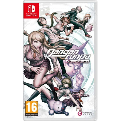 Danganronpa Decadence Nintendo Switch game cover featuring characters in action poses.