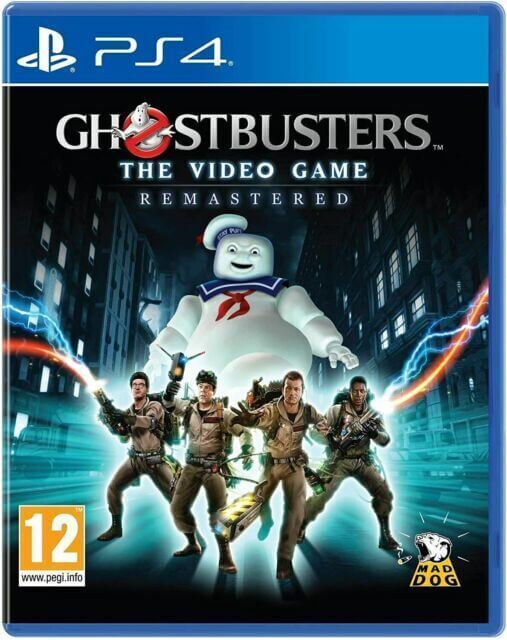 Ghostbusters Video Game Remastered PS4 cover featuring the iconic Ghostbusters team in action.