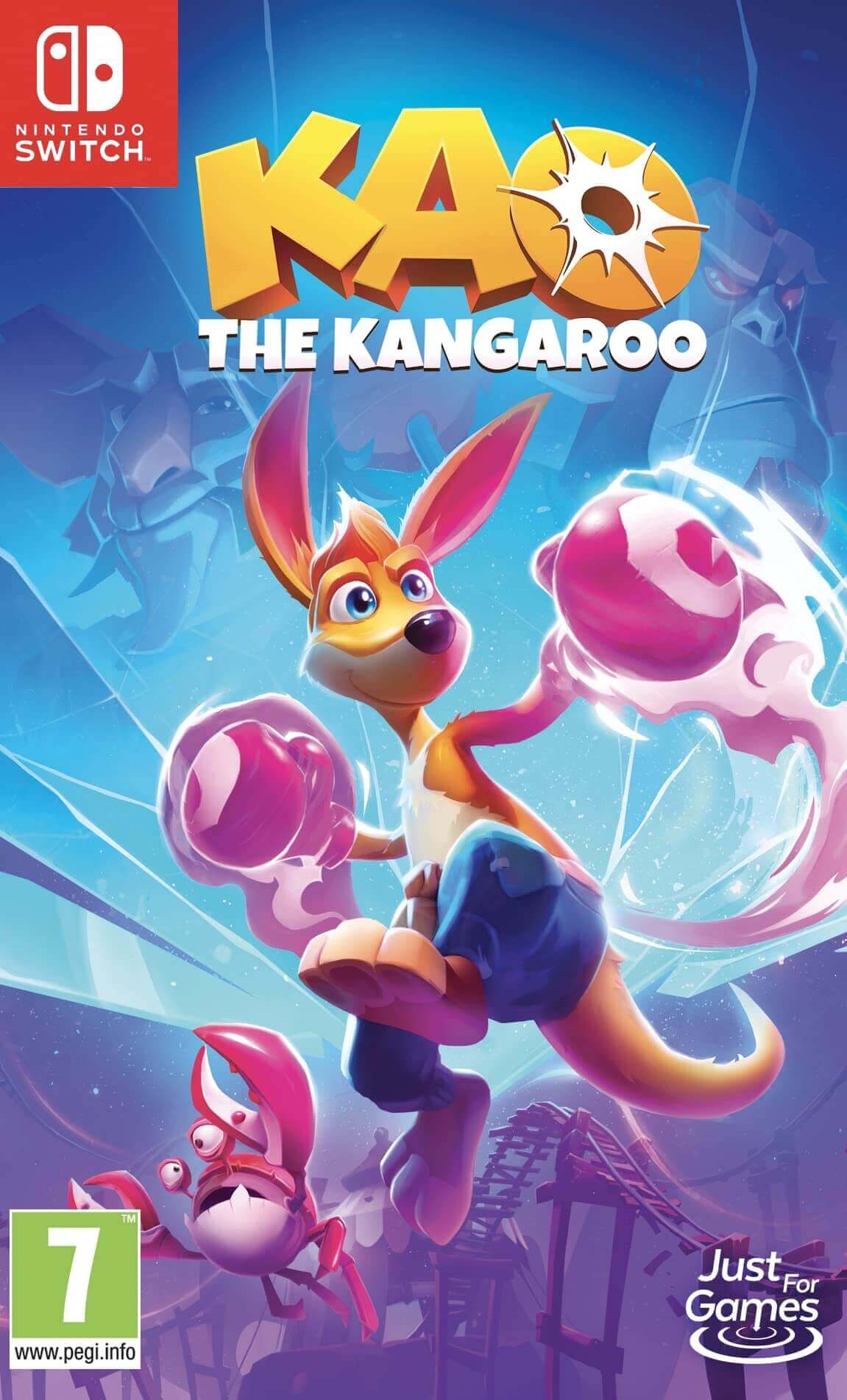 Kao the Kangaroo Nintendo Switch game cover featuring colorful 3D platforming adventure.