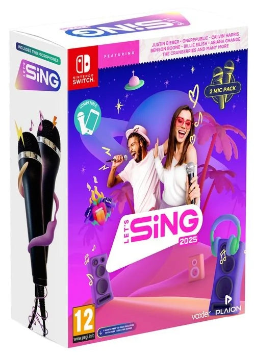 Let’s Sing 2025 + 2 Mic Bundle Pack Nintendo Switch - Video Game