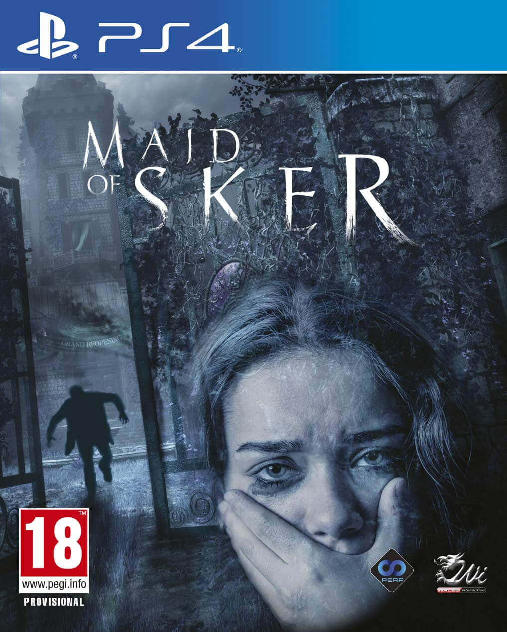 Maid of Sker PS4 game cover showcasing a haunting scene at a Welsh hotel.
