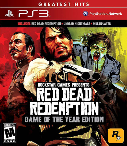 Red Dead Redemption Game of the Year Edition PS3 cover with Wild West artwork and characters.