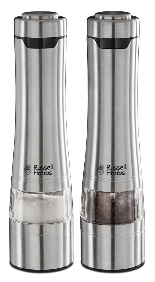 Russell Hobbs Electric Salt and Pepper Mill Set, Adjustable Mill - Brushed Steel 23460-56 - GameRaid