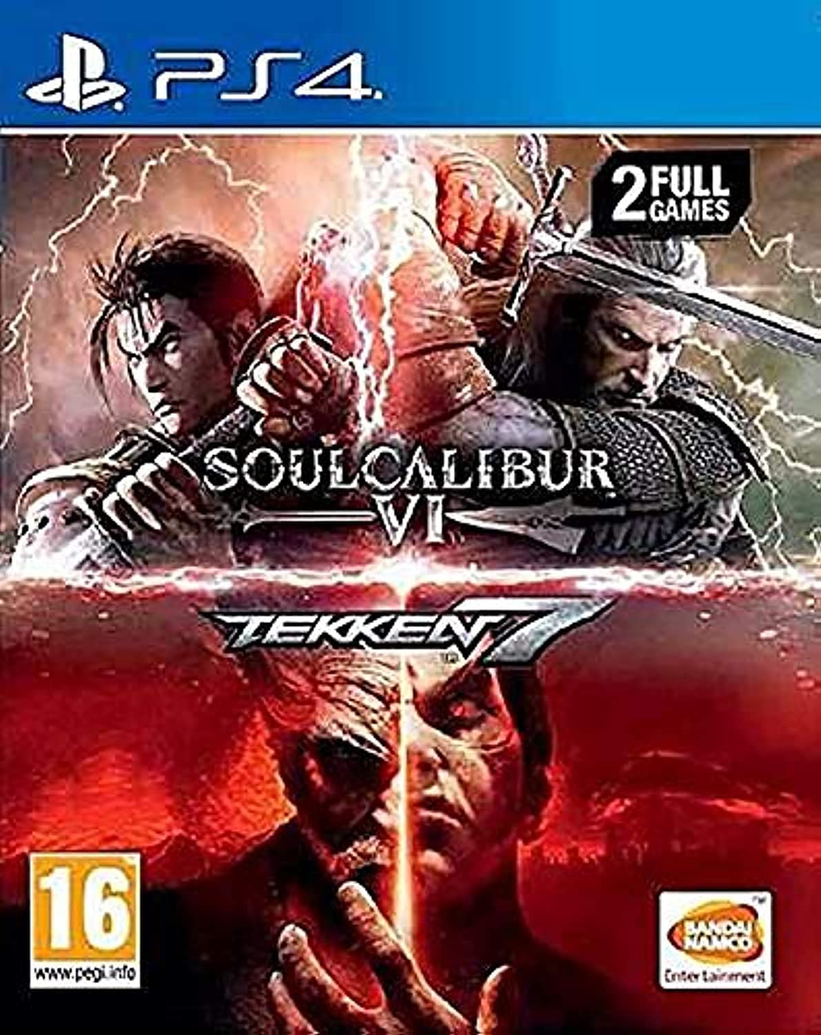 Tekken 7 & SOUL Calibur VI Double Pack PS4 cover featuring intense battle art.