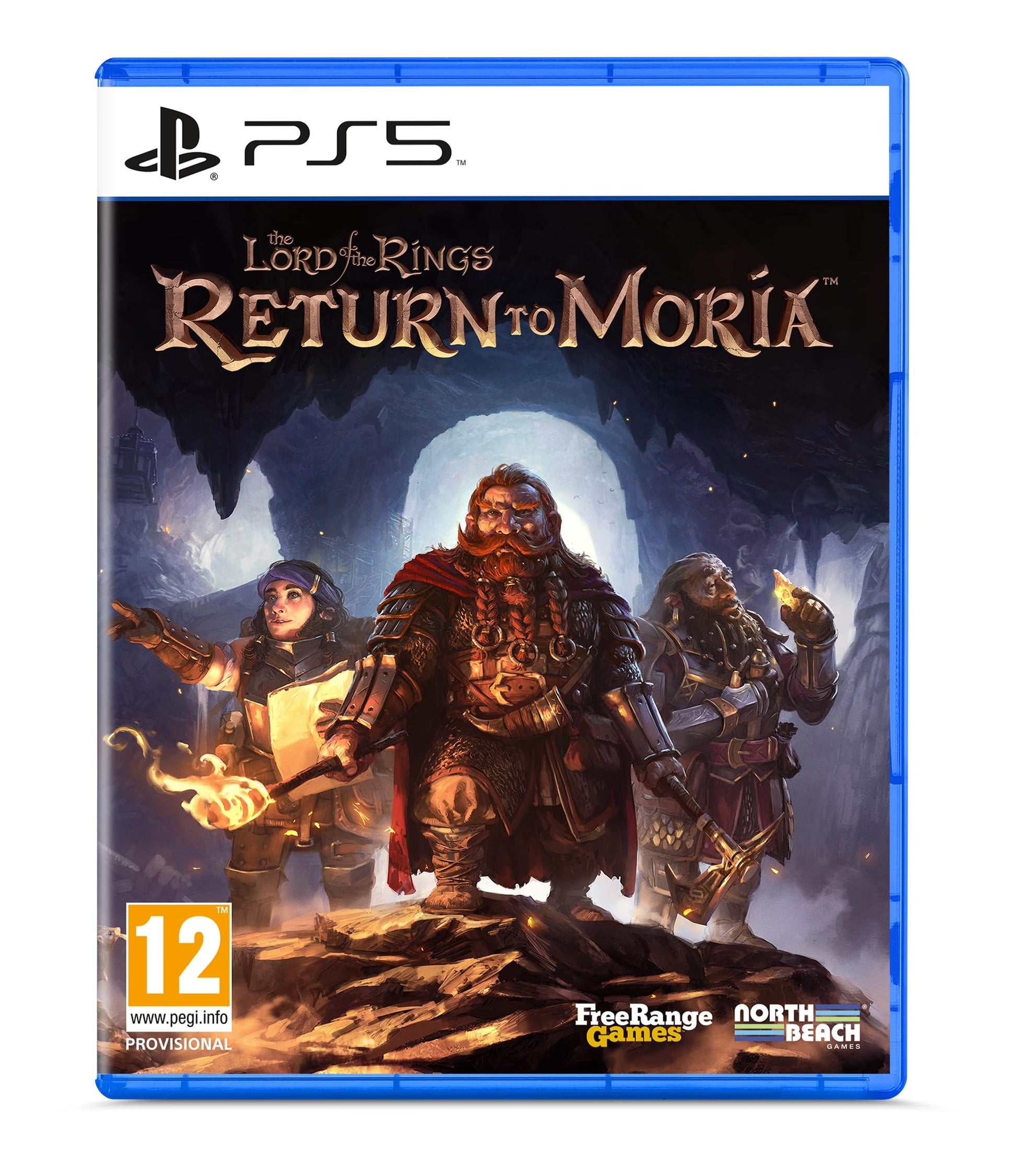 The Lord of the Rings: Return to Moria video game for PS5 box cover.