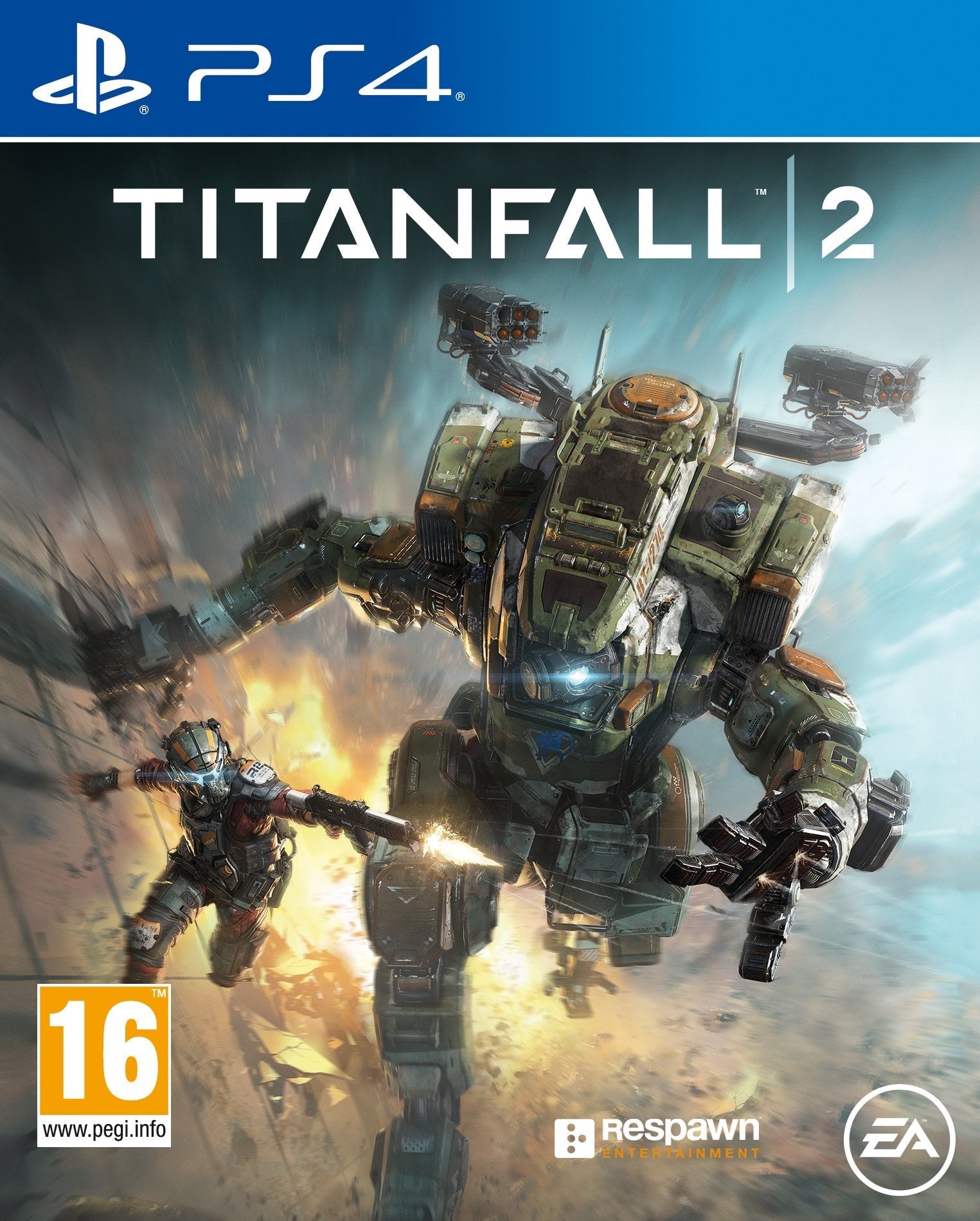 Titanfall 2 PS4 game cover featuring a pilot and mech in action.